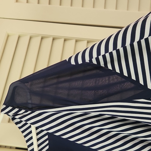 Prabal Gurung x Lane Bryant Navy and White Faux Wrap Midi Dress Plus Size 24 - Picture 8 of 10